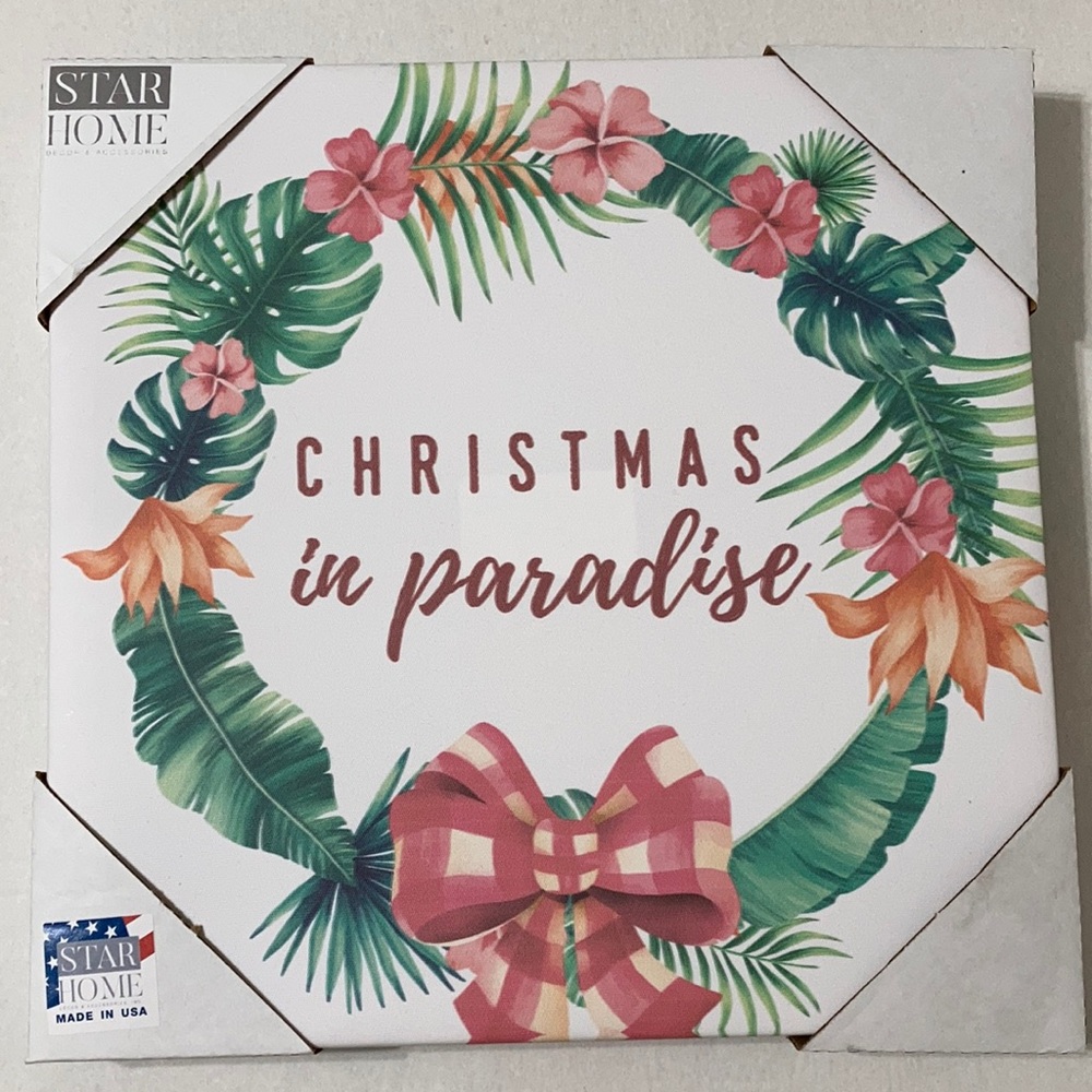 NWT Christmas in Paradise 14”x14” Sign by Star Home